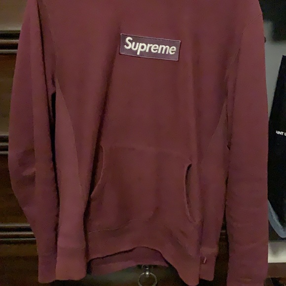 Supreme Burgundy Box Logo Hoodie - Picture 2 of 4